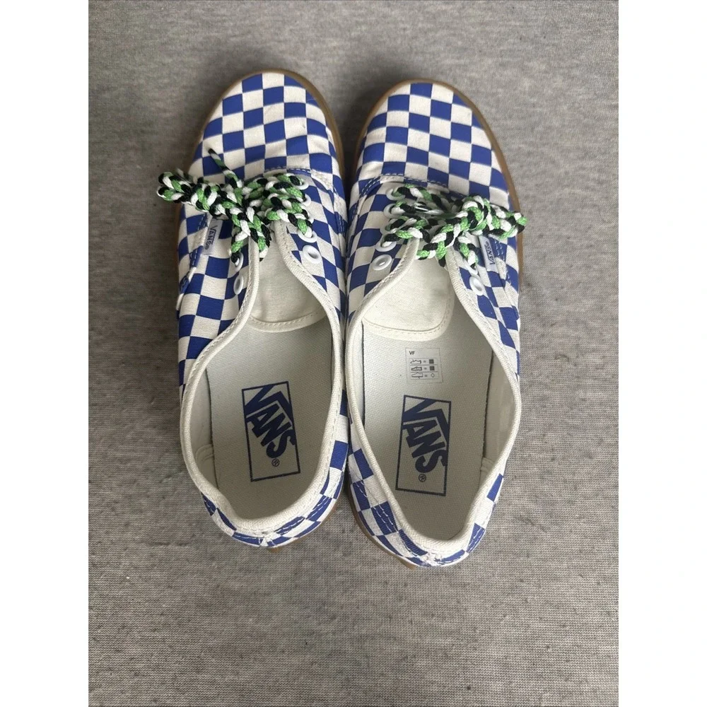 Vans Authentic Women's Blue White Checkerboard Canvas Gum Bottom shoes Size 8.5